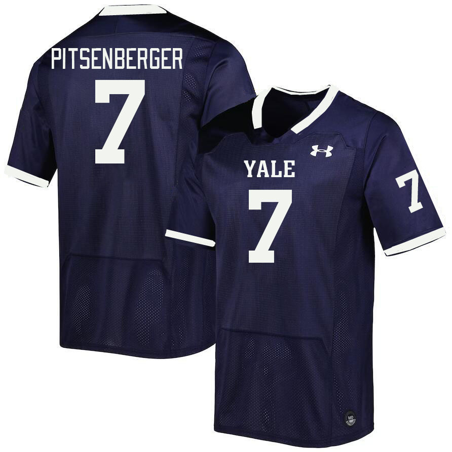 Men-Youth #7 Joshua Pitsenberger Yale Bulldogs 2023 College Football Jerseys Stitched Sale-Blue
